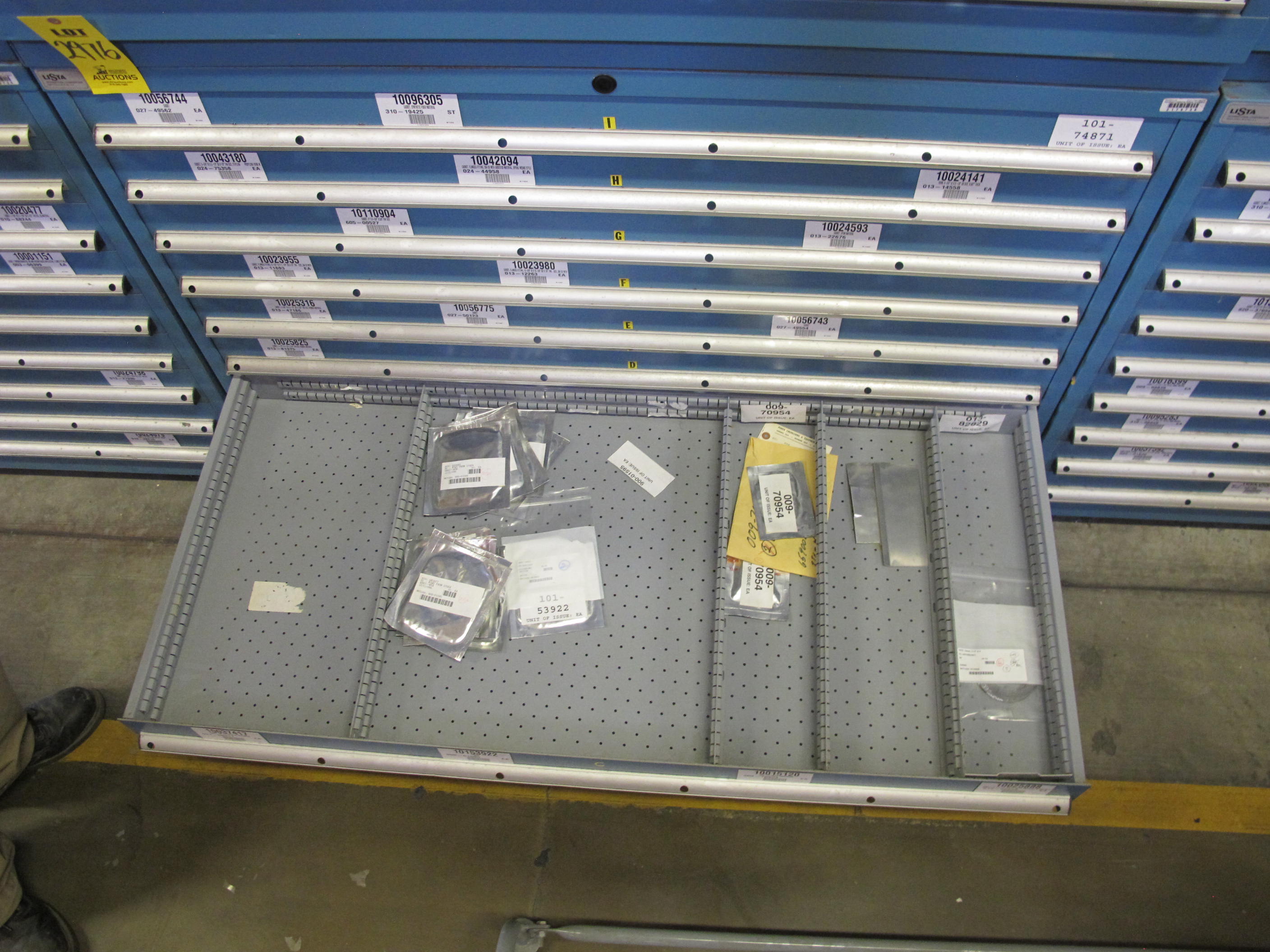 LISTA HEAVY DUTY 9-DRAWER PARTS CABINET W/ CONTENTS (W-50) LOADING & HANDLING FEE $25-